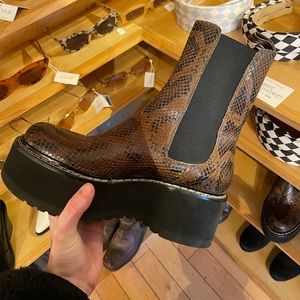 paris texas python-embossed leather chelsea boot, marked 6/6.5 to 7